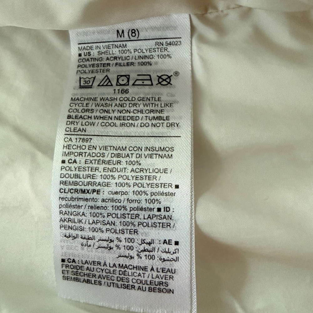Old Navy Puffer Vest Kids Size M 8 Cream Off White Quilted Active Full Zip - Picture 6 of 6